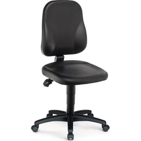 Chaise de bureau pivotante en cuir synthétique noir, hauteur réglable 450-620 mm (1/7)