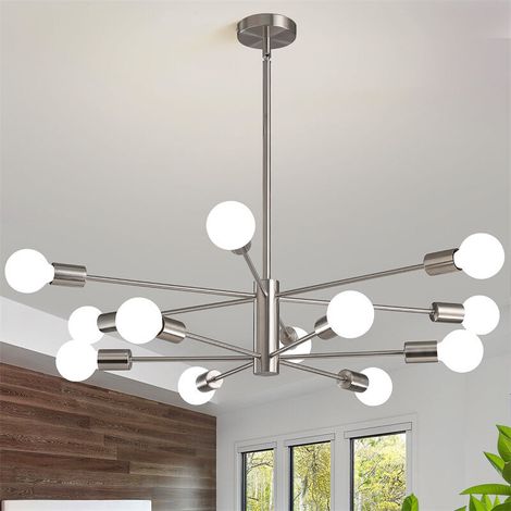 Lustre Spoutnik moderne, plafonnier du milieu du siècle à 12 têtes à hauteur réglable, ampoule non incluse, pour chambre à coucher, salon (1/4)