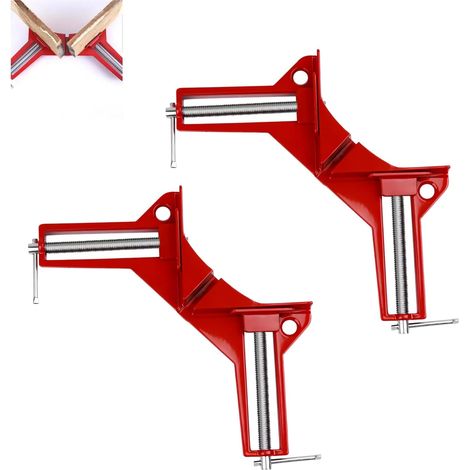 Pince angle droit 90 degres 2 pieces Étau d'angle menuiserie aluminium reglable,pinces d'angle pour le travail du bois,pour gabarit photo, cadre photo,travail du bois soudage bricolage outil serrage (1/5)