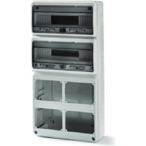 Quadro vuoto, 685x330x150mm, 32 moduli, 4 prese interbloccate, compatibile con prese serie 14 - Rosi 18.3013 (1/5)