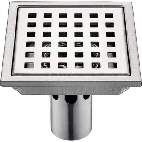 Desagüe de suelo de acero inoxidable, 1 unidad, desagüe de acero inoxidable, 15 cm, filtro cuadrado de 15 cm, desodorante, antirretorno, fugas de agua, 15 cm (1/4)
