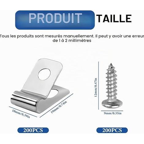 Pince de Fixation Acier pour Clôture Agricoles, Clips pour Clôture Agricoles en Acier Inoxydable avec Vis pour Fil Soudé Sur Clôture en Bois, Métal ou Vinyle (1/4)