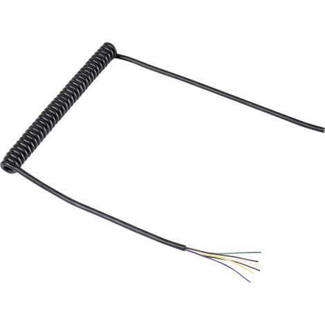 TRU COMPONENTS 1571516 Spiralkabel 204 mm / 600 mm 6 x 0.12 mm² Schwarz 1 St.