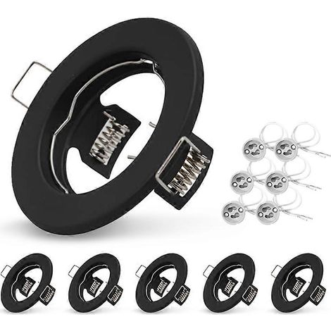 Lot de 6 spots encastrés LED GU10/MR16, cadre noir (1/5)