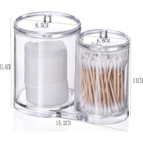 Porte-cotons-tiges, boîte de rangement 2 en 1, étui transparent avec couvercle, pour salon, chambre, salle de bain