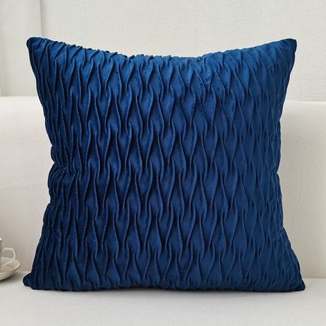Taie d'oreiller décorative à rayures, taie carrée moderne en velours texturé pour canapé-lit, canapé, fauteuil, chambre, salon, 45 x 45 cm, lot de 2 - Bleu foncé - 45 x 45 cm (1/5)