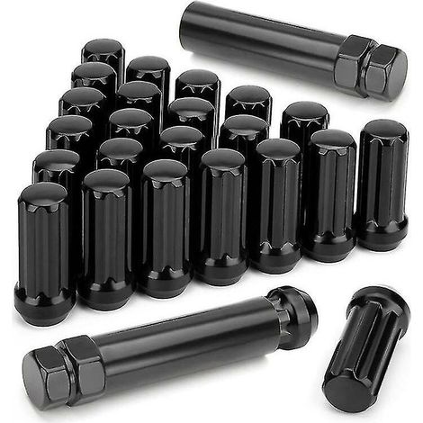 M14x1.5 Lug Nuts 24 Pieces 14mmx1.5 7 Spline Drive Awl Acorn Cone Lug Nuts 2inch Long Black With 2 (1/5)