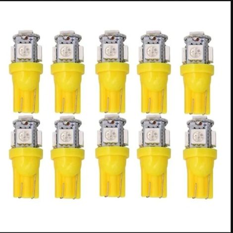Filiyano-Lot de 10 lampes jaunes, T10 W5W LED 5050SMD 12V CC (1/5)