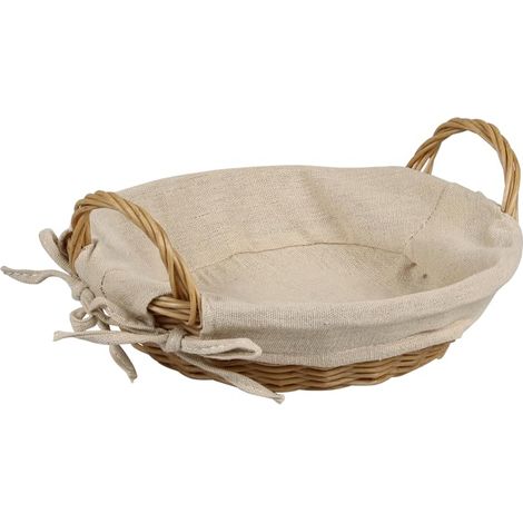 Corbeille à pain avec doublure textile, treillis en plastique, amovible, Ø 23 x H 6 cm, panier à petits pains, panier de service pour la maison et la restauration (1/3)
