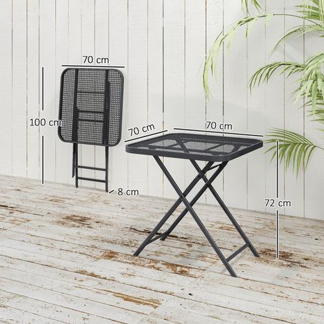 Table de jardin pliante 70 x 70 cm, table de balcon en acier résistant aux intempéries avec découpes, table de repas d'extérieur, table d'appoint carrée, table de patio pour jardin, terrasse, balcon,  (1/5)