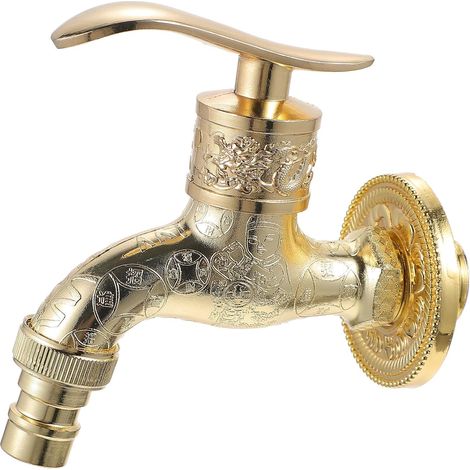 Robinet de lavabo rétro doré en alliage de zinc, design antique style ancien, commande unique encastrée, résistant à la corrosion, finition soignée pour salle de bain (1/5)