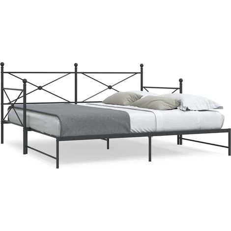 Tagesbett Ausziehbar ohne Matratze Schwarz 100x200 cm Stahl
