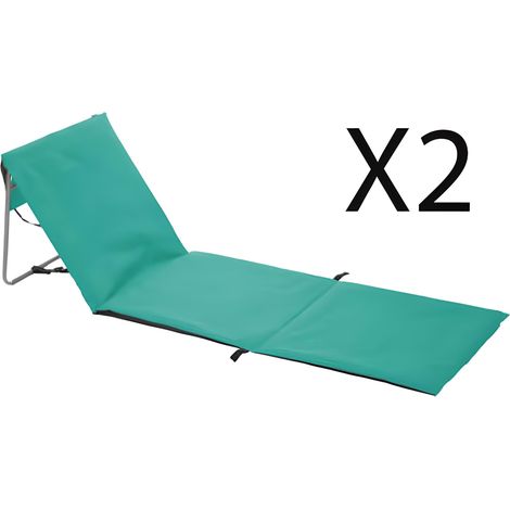 Lot de 2 matelas de plage en acier et polyester coloris bleu - Longueur 160 x Profondeur 54 x Hauteur 4 cm (1/4)