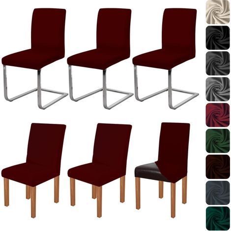 Elastische Stuhlhussen 6er Set Bordeaux, waschbar & dehnbar (1/5)