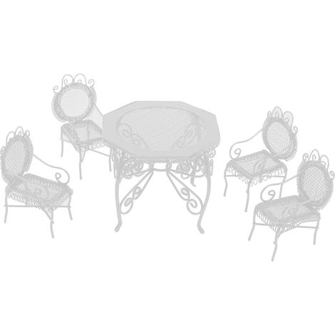 Lot de 5 mini table et chaises pour maison de poupée à monter soi-même, décor de jardin extérieur, mobilier miniature, accessoire décoratif blanc (1/5)