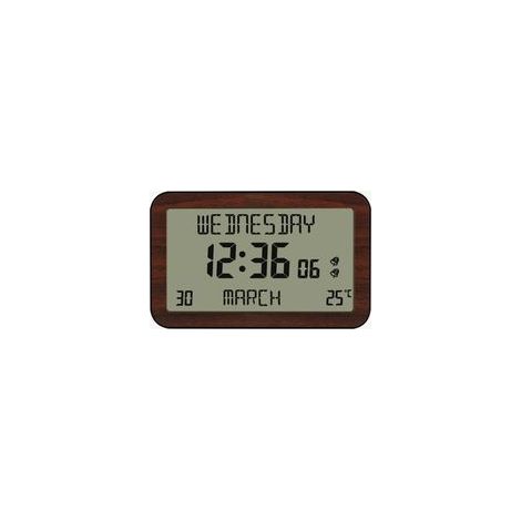 Horloge murale numérique avec radio, réveil double, réglage automatique de l’heure et du calendrier (date + jour de la semaine), affichage grand format, 6 langues, mesure de la température ambiante, m (1/5)