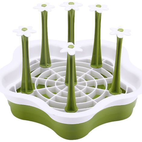 Égouttoir à vaisselle vert en polypropylène pour bouteilles et tasses, à poser sur le plan de travail – (1/5)