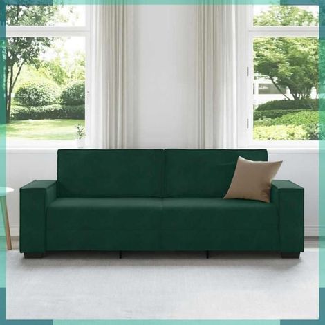 Canapé 3 places - 4105032 - Velours vert foncé - 220x78x84 cm - Structure métal (1/5)