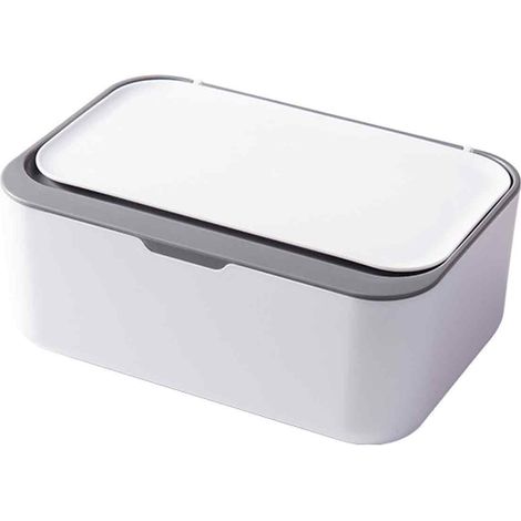 Bote à Lingettes Réutilisable avec Couvercle - Conteneur étanche pour Lingettes Humides - Pour Salle de Bain Cuisine Bureau - Gris (1/5)