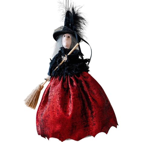 Décoration Halloween Sorcière Pendentif Festival Rétro avec Cordon Ornements de Balai de Sorcière d'Halloween Pour Fête, Maison, Bureau, Centre Commercial, Cheminée, Porte, (1/5)