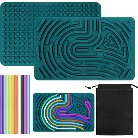 Jouets Sensoriels Activity Board, Jouet Anti-Stress en Silicone pour Soulager Le Stress et Anxiété, pour Enfants à Partir de 3 Ans et Adultes, avec Sac Portable et 20 Cordes (1/5)
