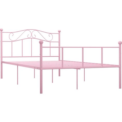 Maison Exclusive - Cadre de lit sans matelas rose métal 160x200 cm (1/5)