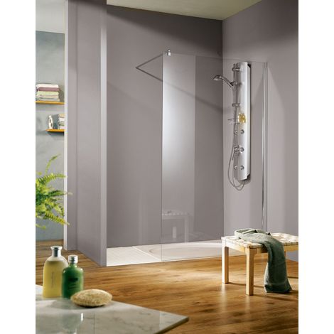 Paroi de douche à l'italienne SUR-MESURE, verre 6 mm anticalcaire, paroi fixe Walk In Free, Schulte, 48-50 x 200 cm
