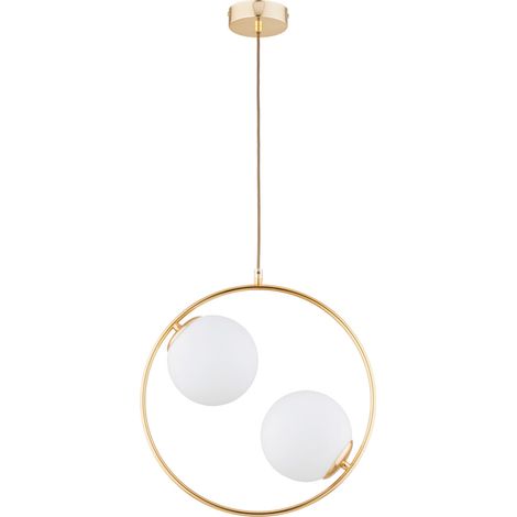 Suspension dorée anneau vertical, 2 globes E14 AVIA (1/3)