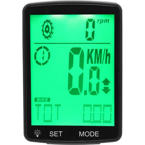 2,8-Zoll-LED-Bildschirm Fahrradcomputer mit Leuchtfunktion, Multifunktions-Stoppuhr und Fahrradtacho, Grün (1/5)