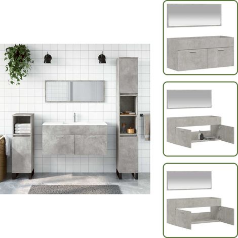 Armoire de bain avec miroir gris béton bois d'ingénierie - Meuble De Salle De Bain - Armoire De Salle De Bain - Miroir Mural - Rangement Salle De Bain - Armoire Avec Miroir (1/5)