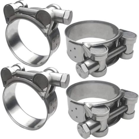 FOLAYA 4-Piece 304 Stainless Steel Hose Clamps, Adjustable 44-47mm Hose Clamps for Construction Trucks (1/4)