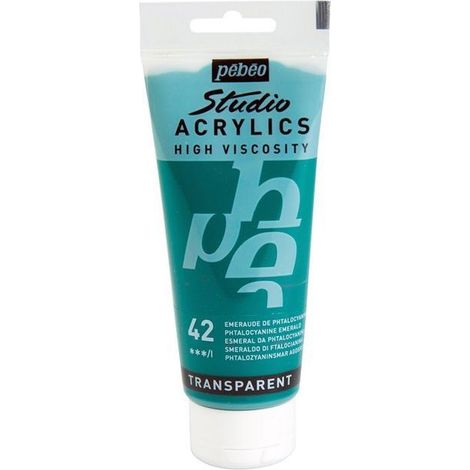 Peinture acrylique - Pébéo - Studio - Emeraude Phtalocyanine - 100 ml - Satiné - Mixte (1/3)