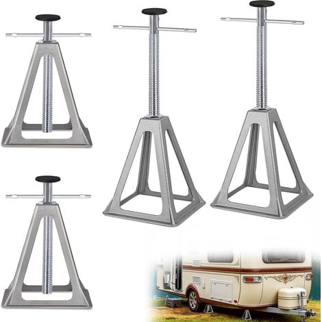 Lot de 4 supports d'essieu réglables en hauteur en aluminium pour caravane, remorque, jusqu'à 1000 kg par support (1/5)