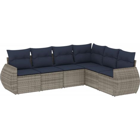 Maison Exclusive - Ensemble de canapé de jardin 6 pcs avec coussins gris résine tressée