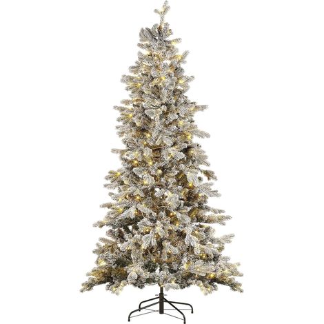 Albero di Natale artificiale innevato pre-illuminato con supporto in metallo 210 cm bianco Tatlow (1/5)