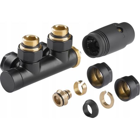 Invena Duoplex Set Mattschwarze Thermostatventile