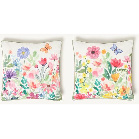 HOMESCAPES Spring Time Cushions, 45 x 45 cm, Set of 2 (1/5)