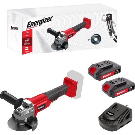 Meuleuse d'angle Sans Fil 20V - 125MM - 2 Batteries 20V 2AH + Chargeur Rapide - Utilisation sur Métal, Pierre, Ciment, Parpaing et Marbre - Poignée Soft Grip (1/5)
