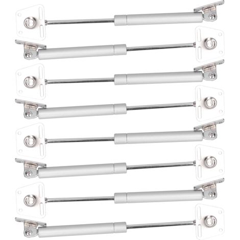 10 vérins à gaz hydrauliques pour meubles, placards et tatamis, avec charnières à fermeture douce et tête en fer. (1/5)