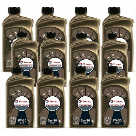 Kit 12 Litri Olio Motore Total Synthetic Plus 5W30  Tecnologia Sintetica Benzina Diesel GPL Metano Start Stop Specifiche ACEA A5 B5 API SL CF Offerta Scorta