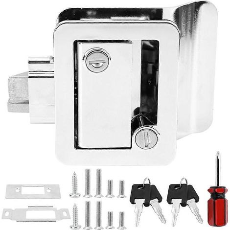 Serrure de porte d'entrée pour camping-car, loquet de porte pour caravane, kit de remplacement de serrure pour camping-car avec clés de pêne dormant, pour remorque à chevaux ou remorque cargo A (1/5)