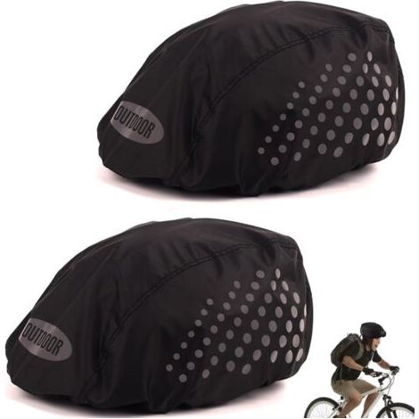 Lot de 2 housses de pluie pour casque de vélo - Housse de pluie - Housse de casque - Bandes réfléchissantes - Universelle-AquaForge (1/5)