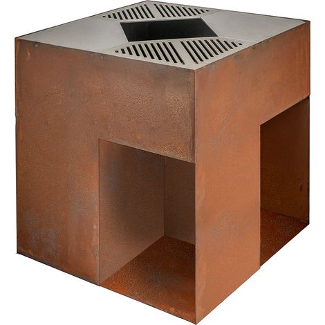 Barbecue a Legna 75x75x75 cm Giglio in Acciaio Effetto Ruggine (1/4)