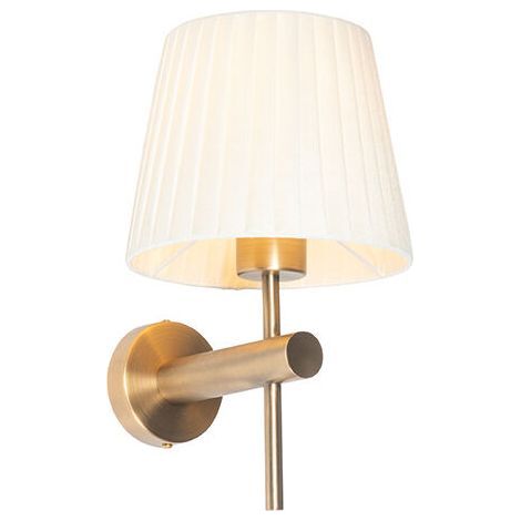 Applique murale moderne blanche et bronze, dimmable avec variateur intégré – Profondeur 22 cm, hauteur 31 cm, longueur 18 cm – Pour intérieur (1/5)