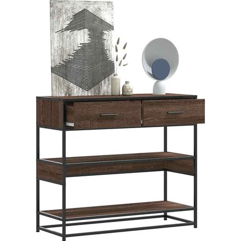 Konsolentisch Braun Eichen-Optik 90x35x80 cm Holzwerkstoff