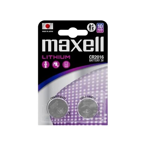 Maxell confezione de 2 batterie al litio de boton cr2016 3v