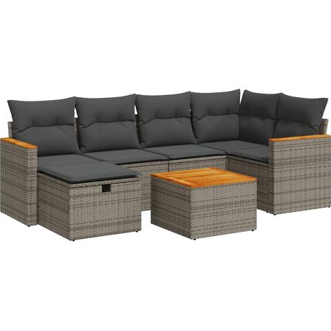 Maison Exclusive - Set Divani da Giardino 7 pz con Cuscini Grigio in Polyrattan