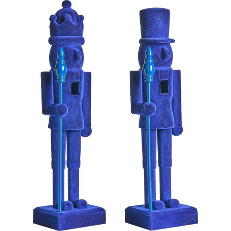 Conjunto de 2 figuritas de cascanueces material sintético decoración navideña azul Flatey