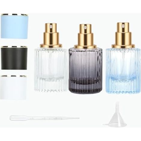 Lot de 30 ml de flacons de parfum vides rechargeables en verre chic pour homme et femme - Distributeur de parfum portable, a (1/5)