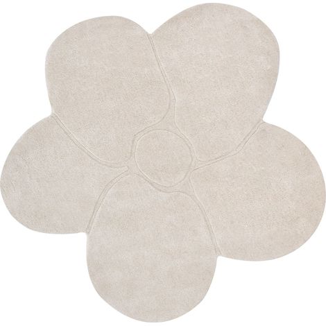 Tappeto in lana a forma di fiore beige chiaro 140 x 140 cm Kokkini